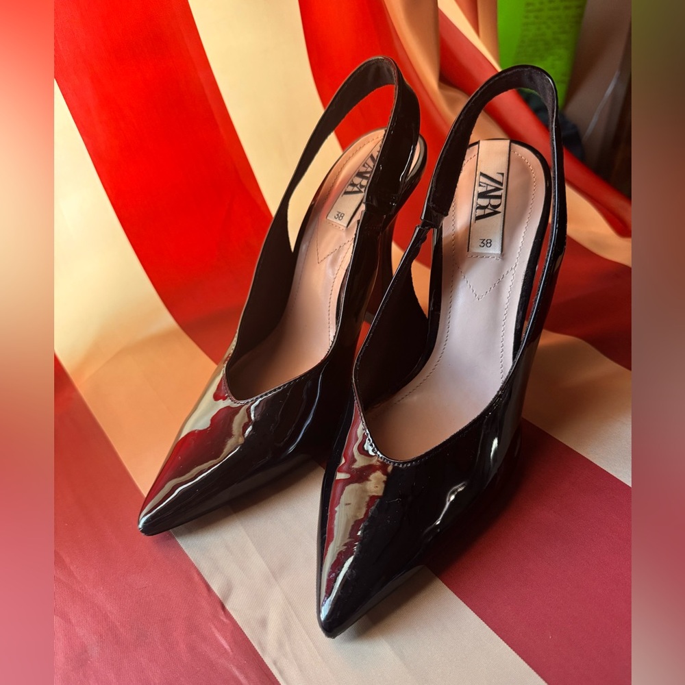 Zara Black Patent Leather Heels